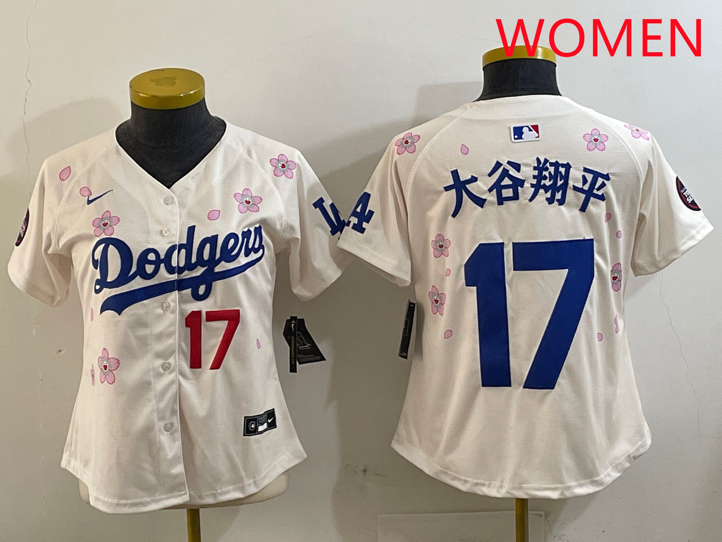 Women Los Angeles Dodgers 17 Ohtani Cream Sakura Edition 2025 Nike MLB Jersey style 21